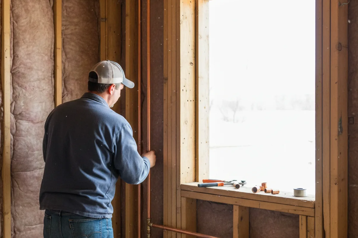 Licensed plumber running new copper supply lines in a Atlanta home